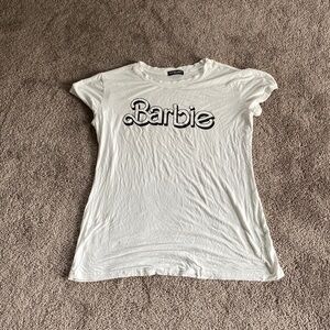 FV Relay Barbie Graphic Tee White Short Sleeve Casual Y2K Logo Shirt SIZE L